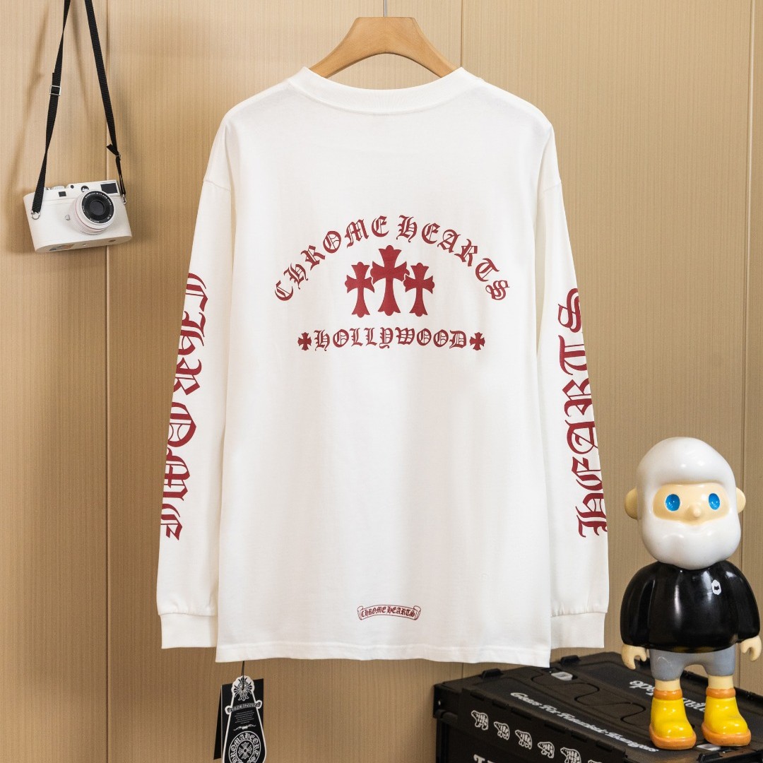 CHROME HEARTS クロムハーツ 長袖Tシャツ ウォッシュ加工 立体プリント