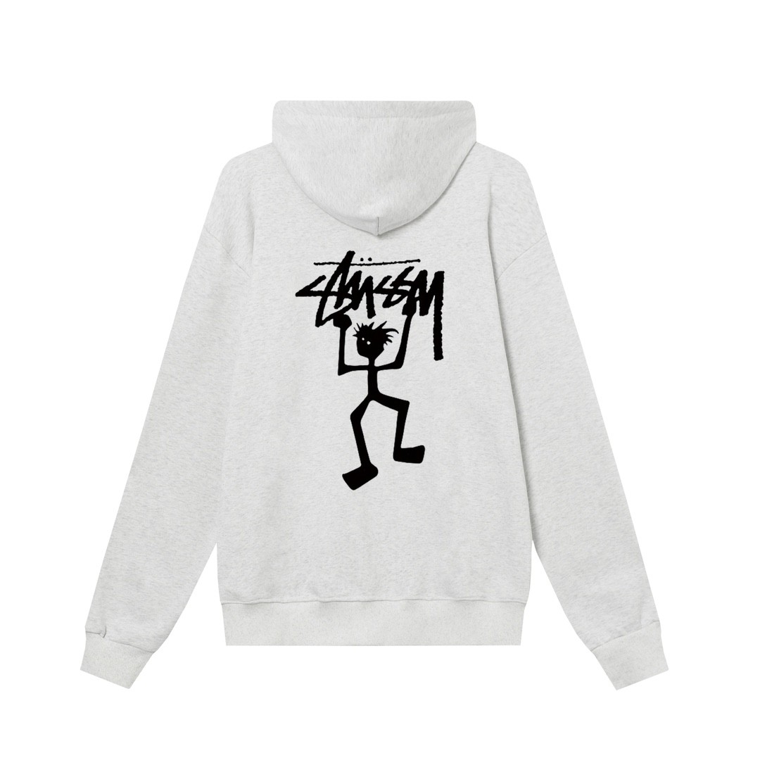 STUSSY スタシー マッチスティックマンデザインプリント 男女兼用 フーデッドジップアップスウェットシャツ
