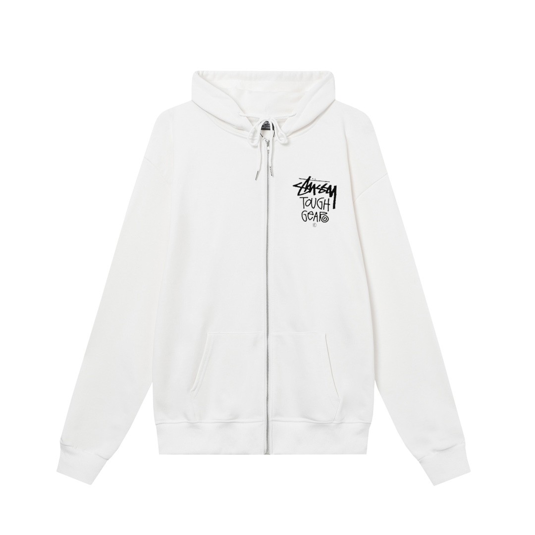 STUSSY スタシー 男女兼用 ジップアップフーデッドジャケット ロゴプリント HN308