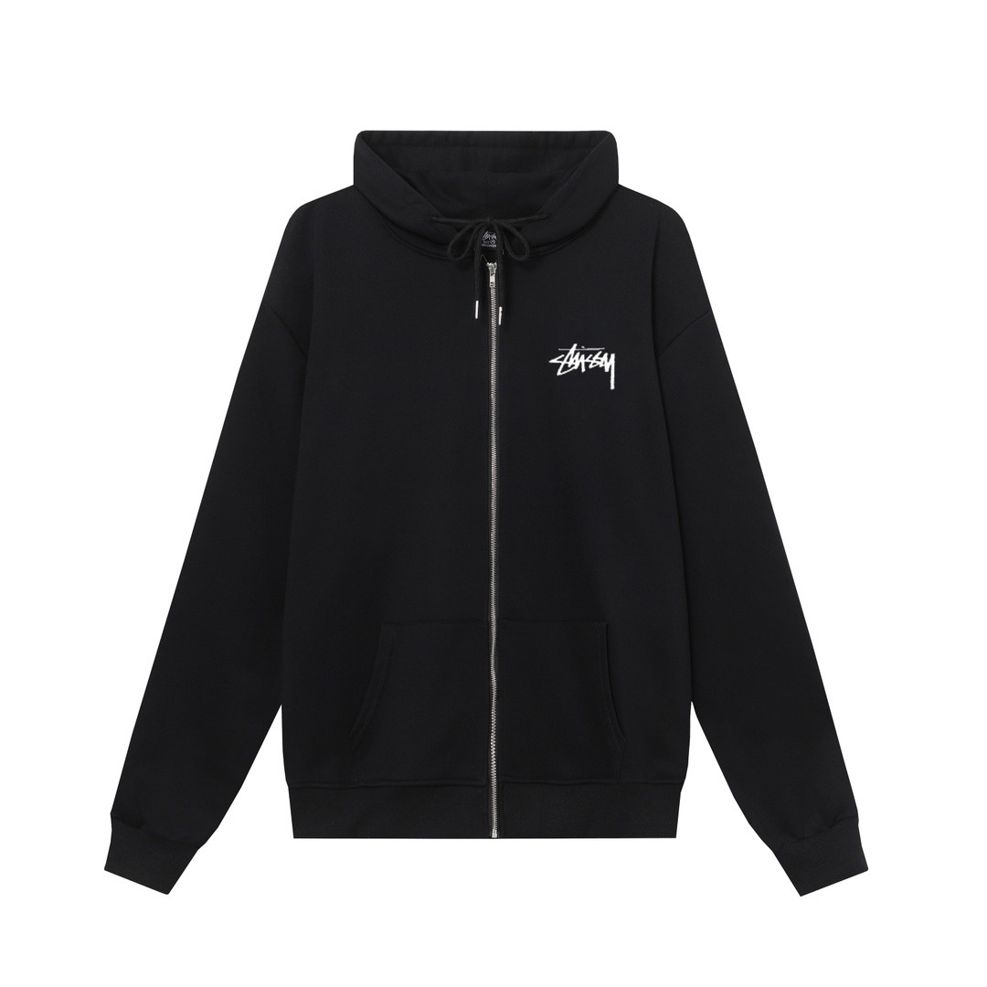 STUSSY ステューシー HN317 スコーピオン バックプリント ジップアップ パーカー フーディー ブラック/ホワイト 男女兼用