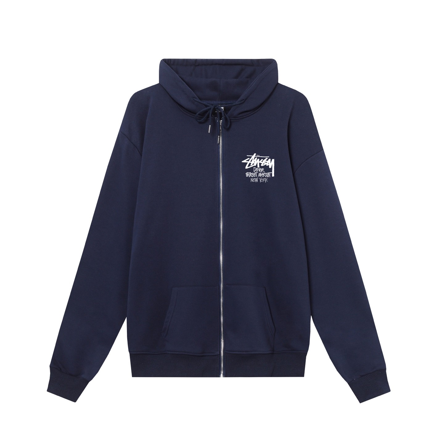 STUSSY スタッシー DSM都市限定シリーズ NEW YORK プリント ジップアップ フーデッドジャケット HN322 ネイビー