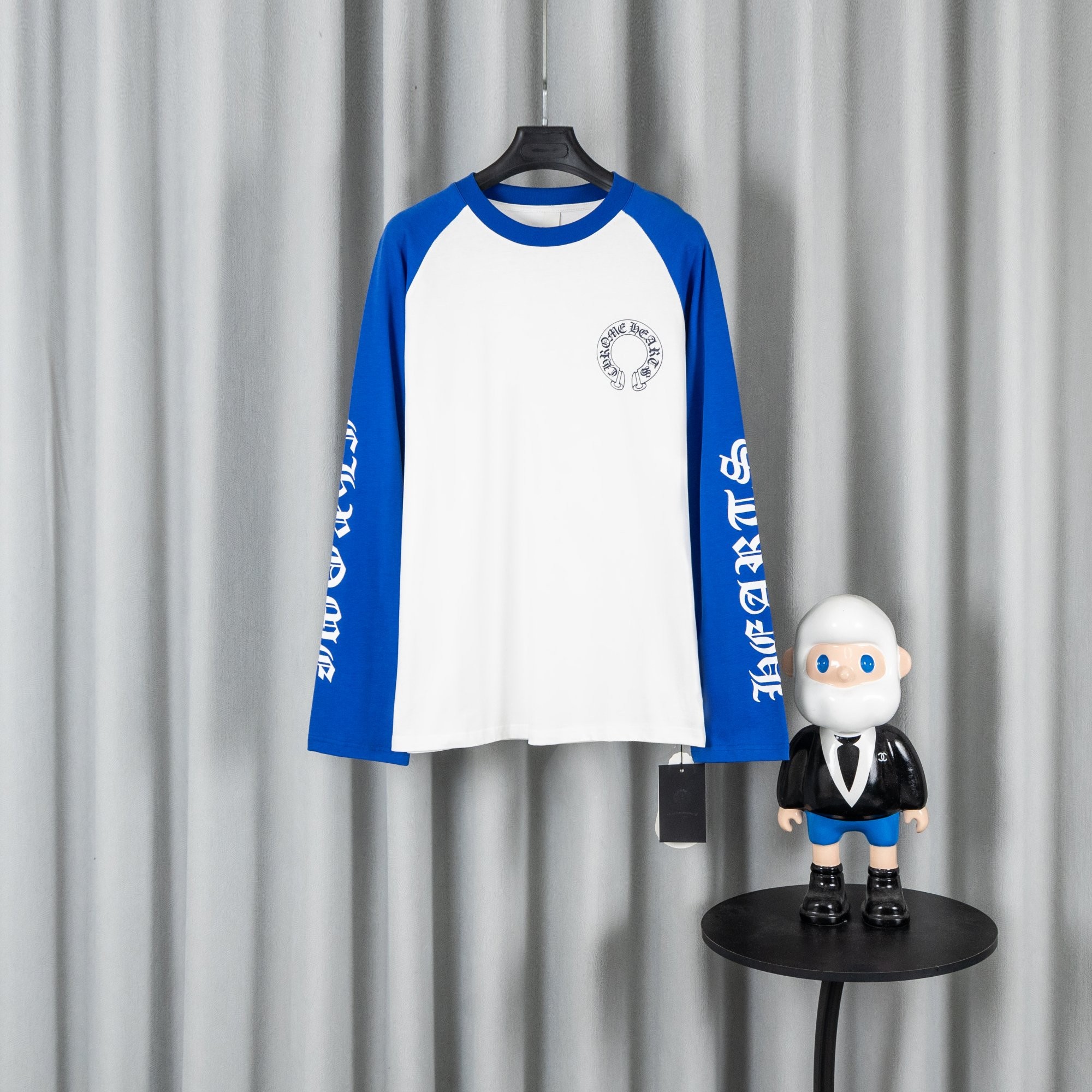 Chrome Hearts クロムハーツ 26SS 春夏 新作 ユニセックス リラックスフィット 320g 双糸コットン 長袖Tシャツ ホワイト×ブルー