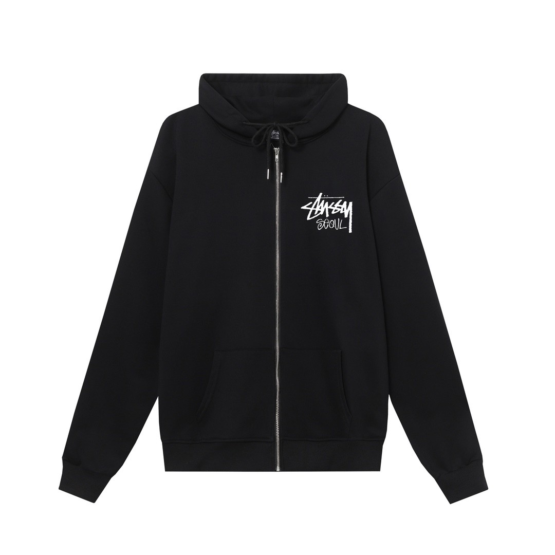 STUSSY スタシー ソウルシティ限定 プリント 男女兼用 フード付きフルジップ スウェット HN330 カラー