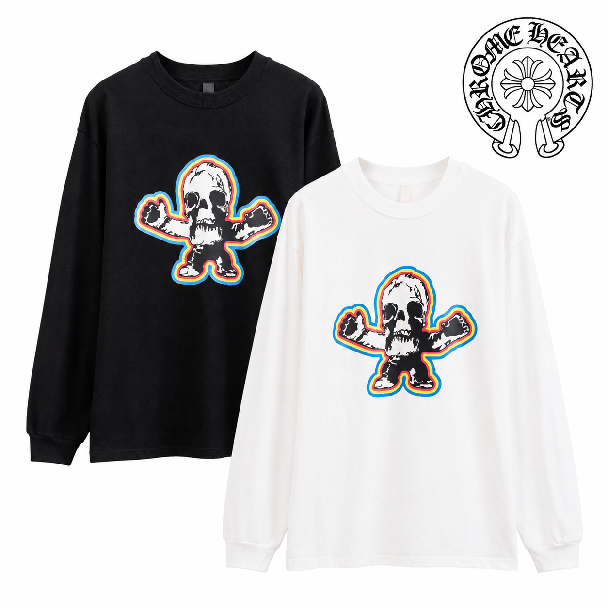 Chrome Hearts クロムハーツ ウォッシュ加工 立体プリント 長袖Tシャツ