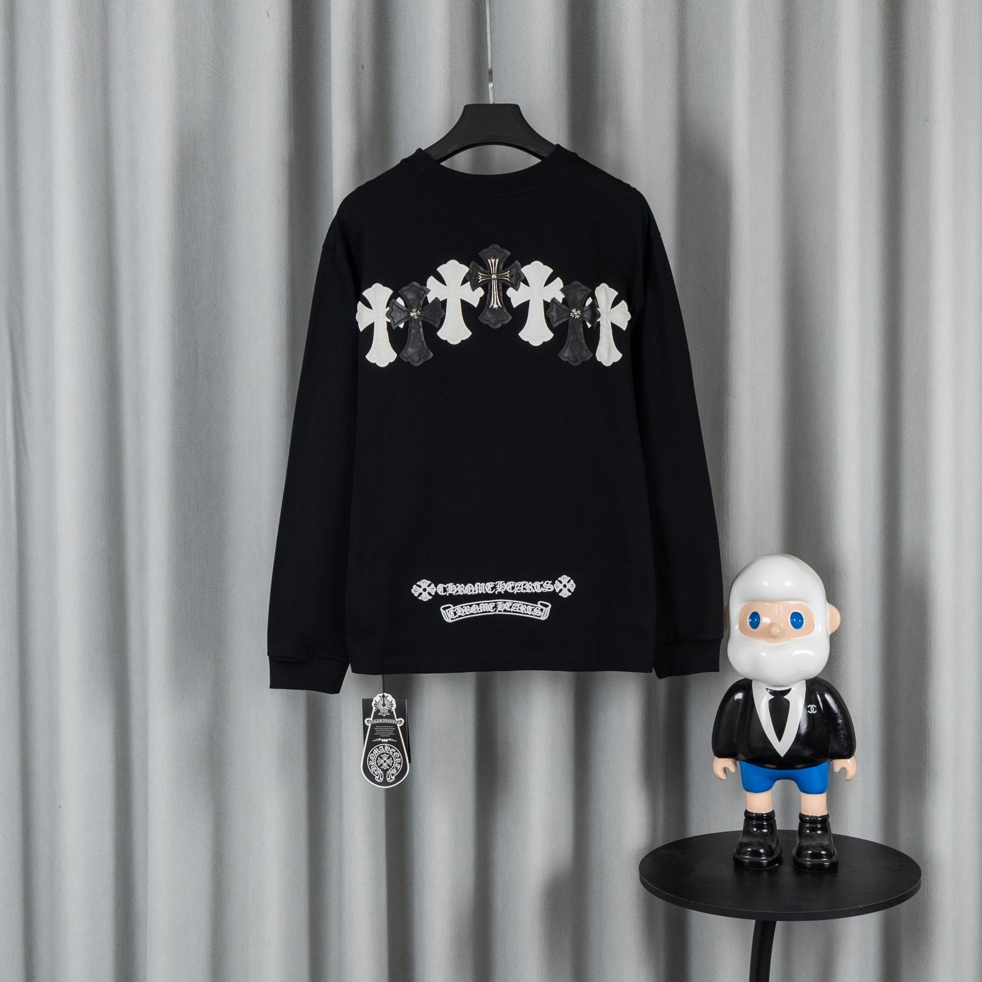 Chrome Hearts クロムハーツ 26SS 春夏新作 ユニセックス ルーズフィット 320g 双糸コットン ロングスリーブTシャツ ブラック