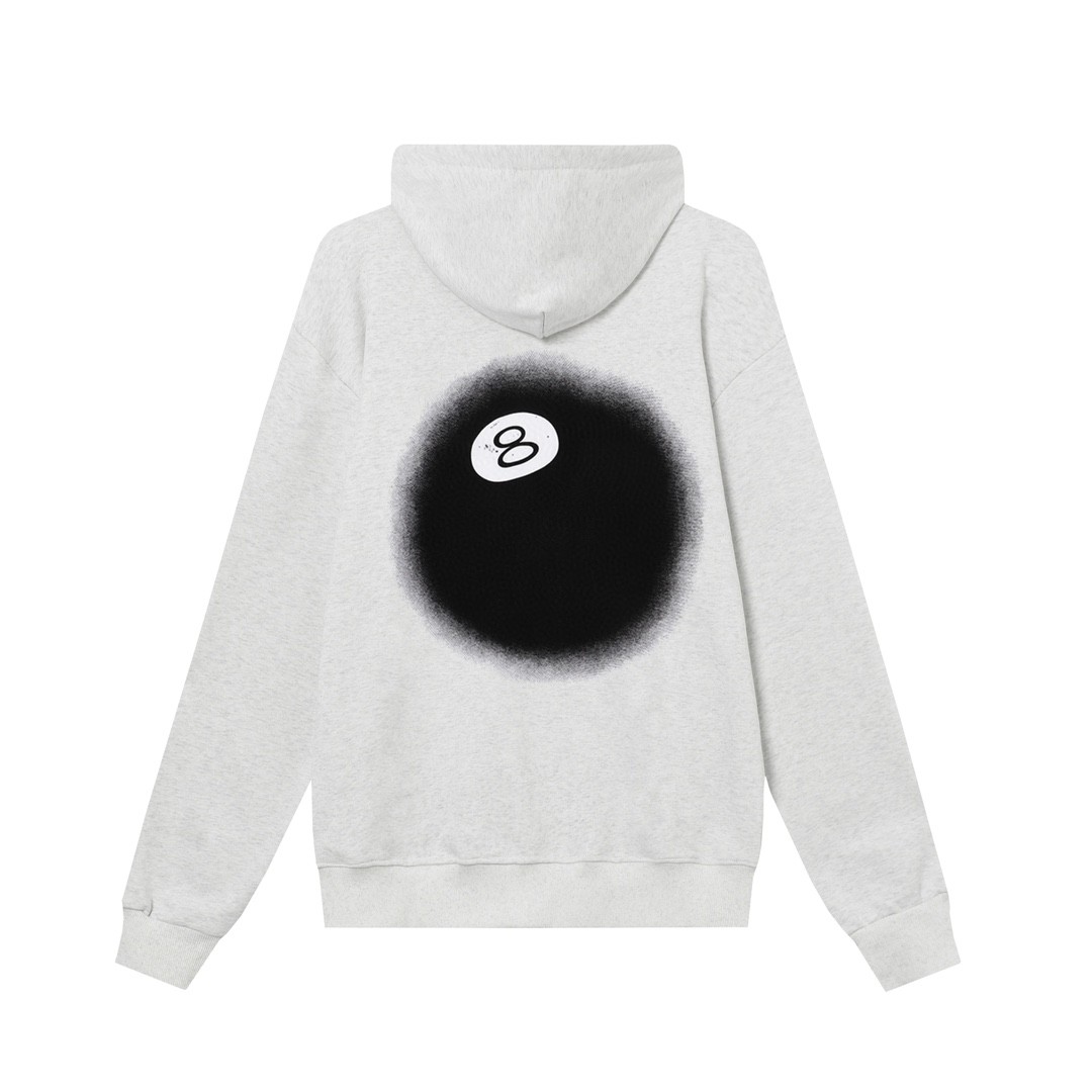 STUSSY ステューシー ユニセックス 黒8暈影プリント フーディージャケット HN313