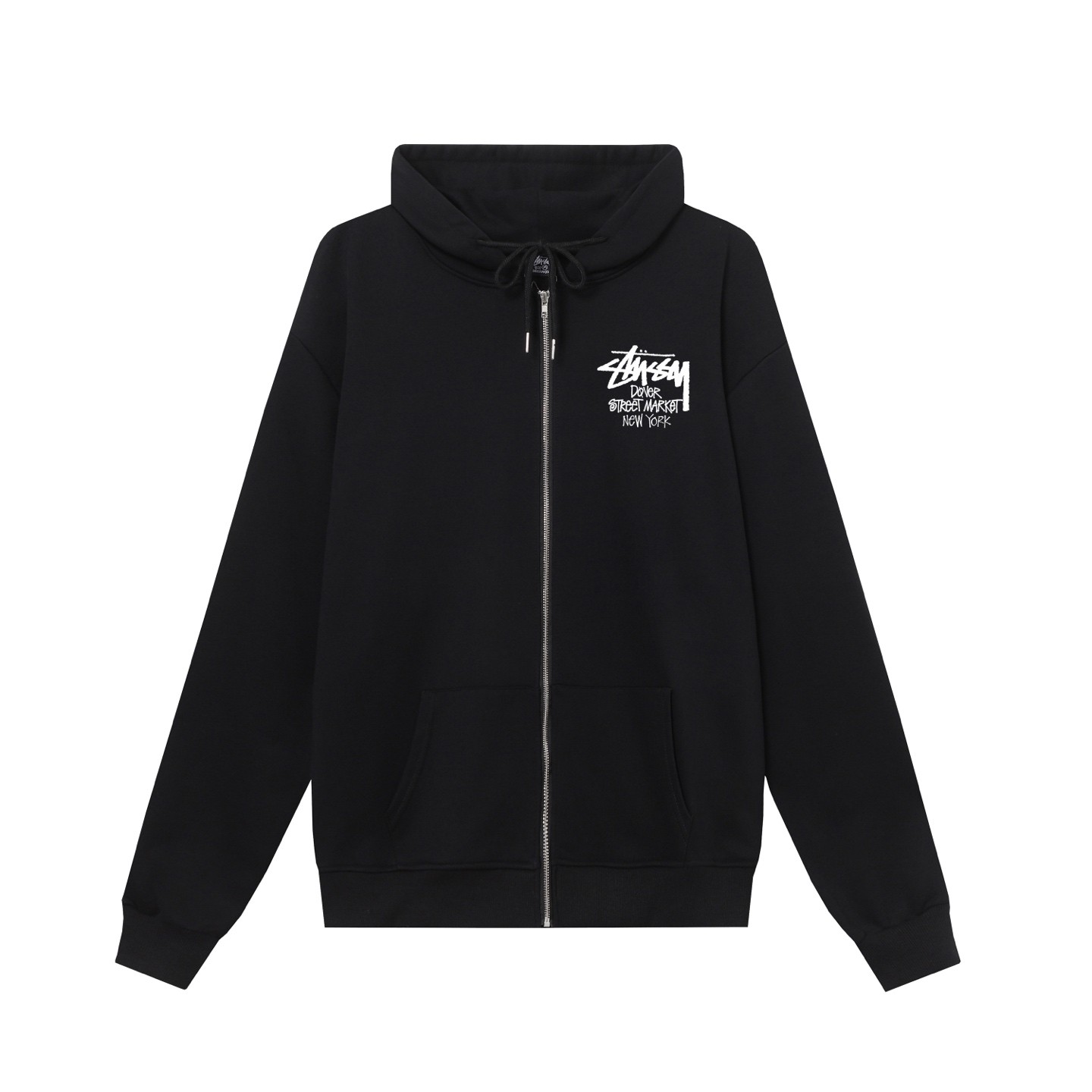 STUSSY スタシー DSM都市限定コレクション NEW YORK プリント ジップアップ フーデッドジャケット HN322 ブラック