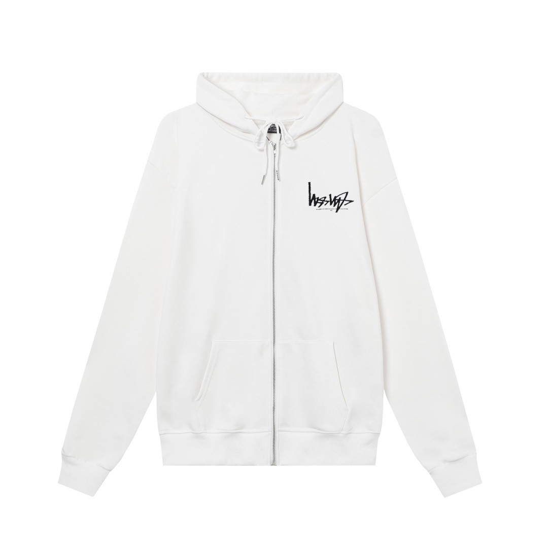 STUSSY スタッシー リバースレタープリント 男女共用 ズップアップフーディ HN303 ブラック/ホワイト/グレー/ネイビー