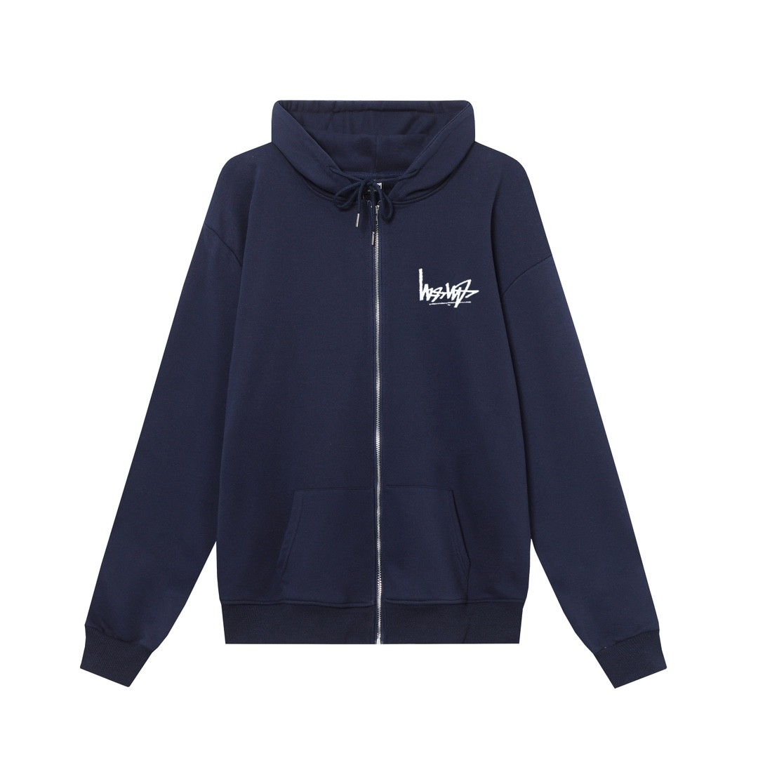 STUSSY スタッシー 反転レタープリント 男女兼用 ズップアップフーディ HN303
