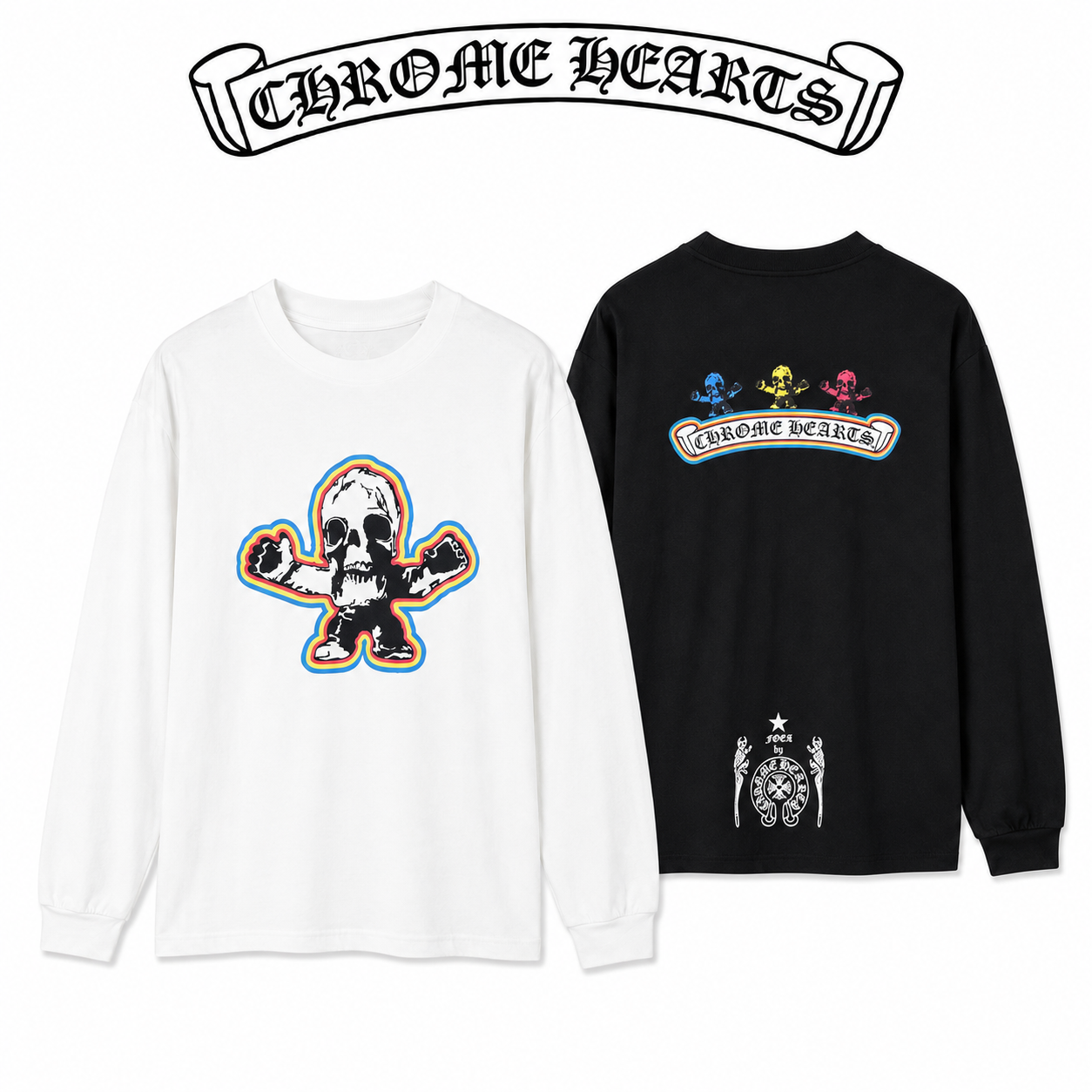 CHROME HEARTS クロムハーツ 26SS 春夏新作 ユニセックス ルーズフィット 長袖Tシャツ オフホワイト/黒