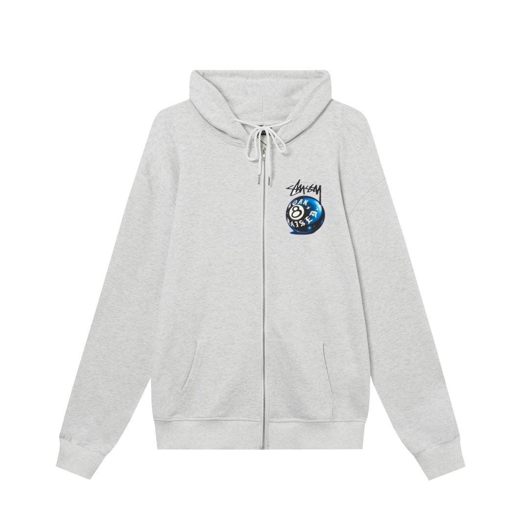 STUSSY スタッシー コラボレーションシリーズ 黑8プリント 男女兼用 フーデッドジャケット