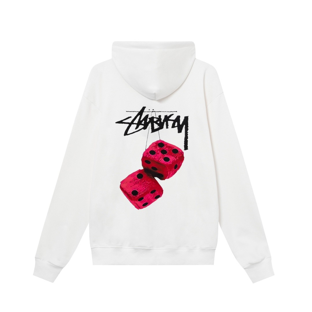 STUSSY スタシー 【HN305】 サイコロ&アルファベットプリント ズッパーフーディージャケット 男女兼用