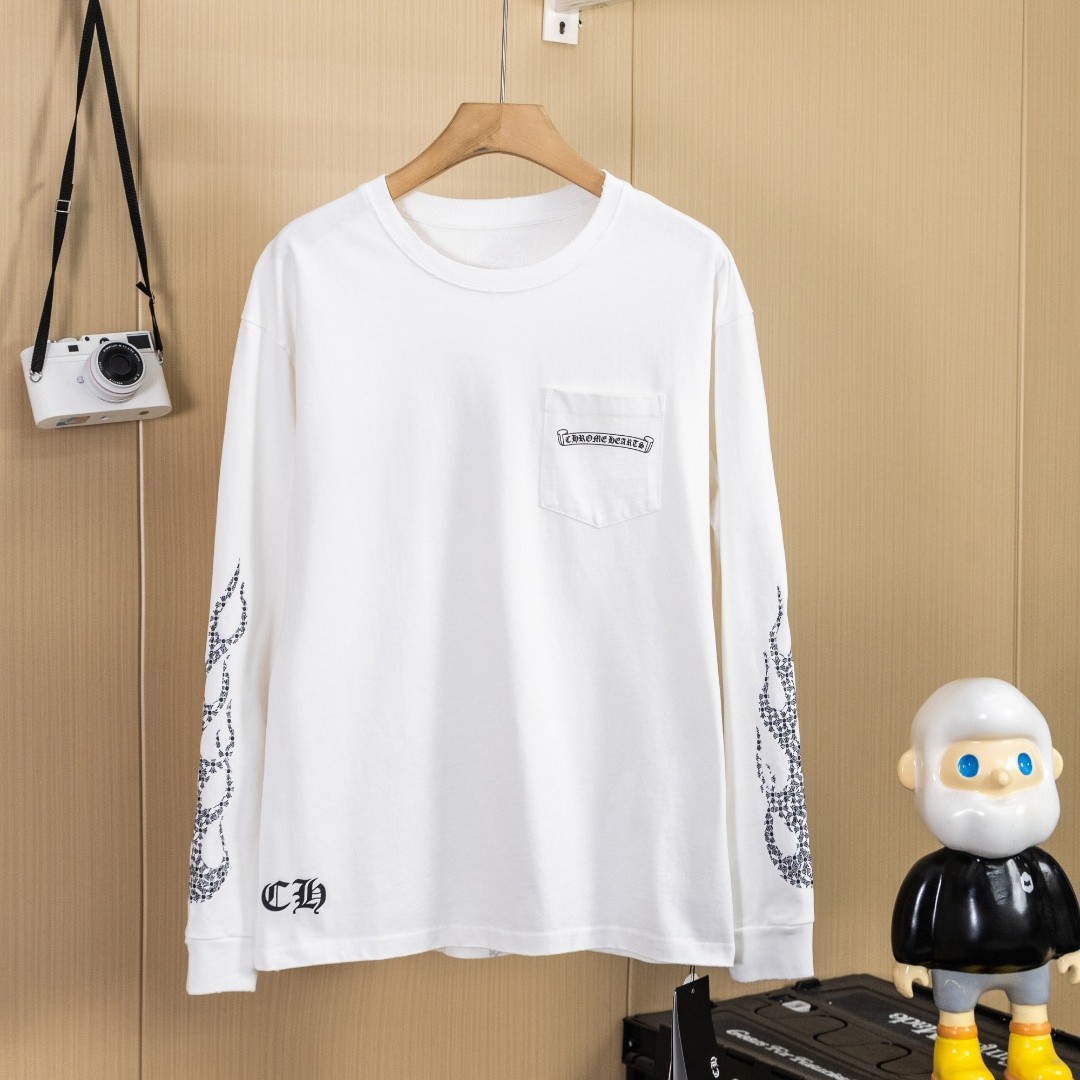 Chrome Hearts クロムハーツ 長袖Tシャツ ブラック/ホワイト