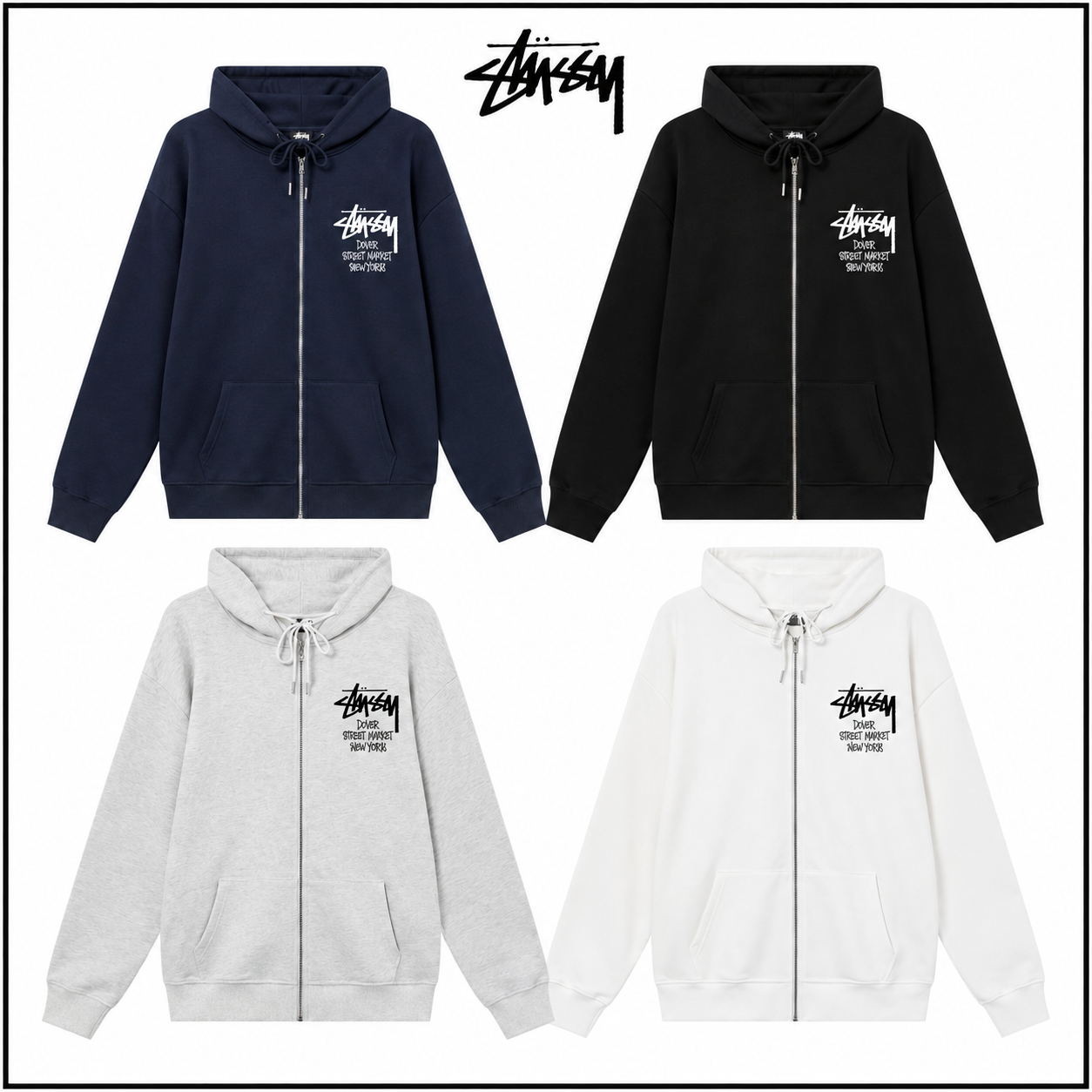 STUSSY スタッシー シンガポールシティ限定シリーズ プリント 男女兼用 ジップアップフーデッドジャケット HN343