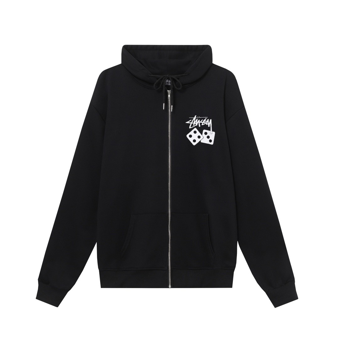 STUSSY スタシー 男女兼用 7字サイコロプリント フード付きジッパーコート HN315