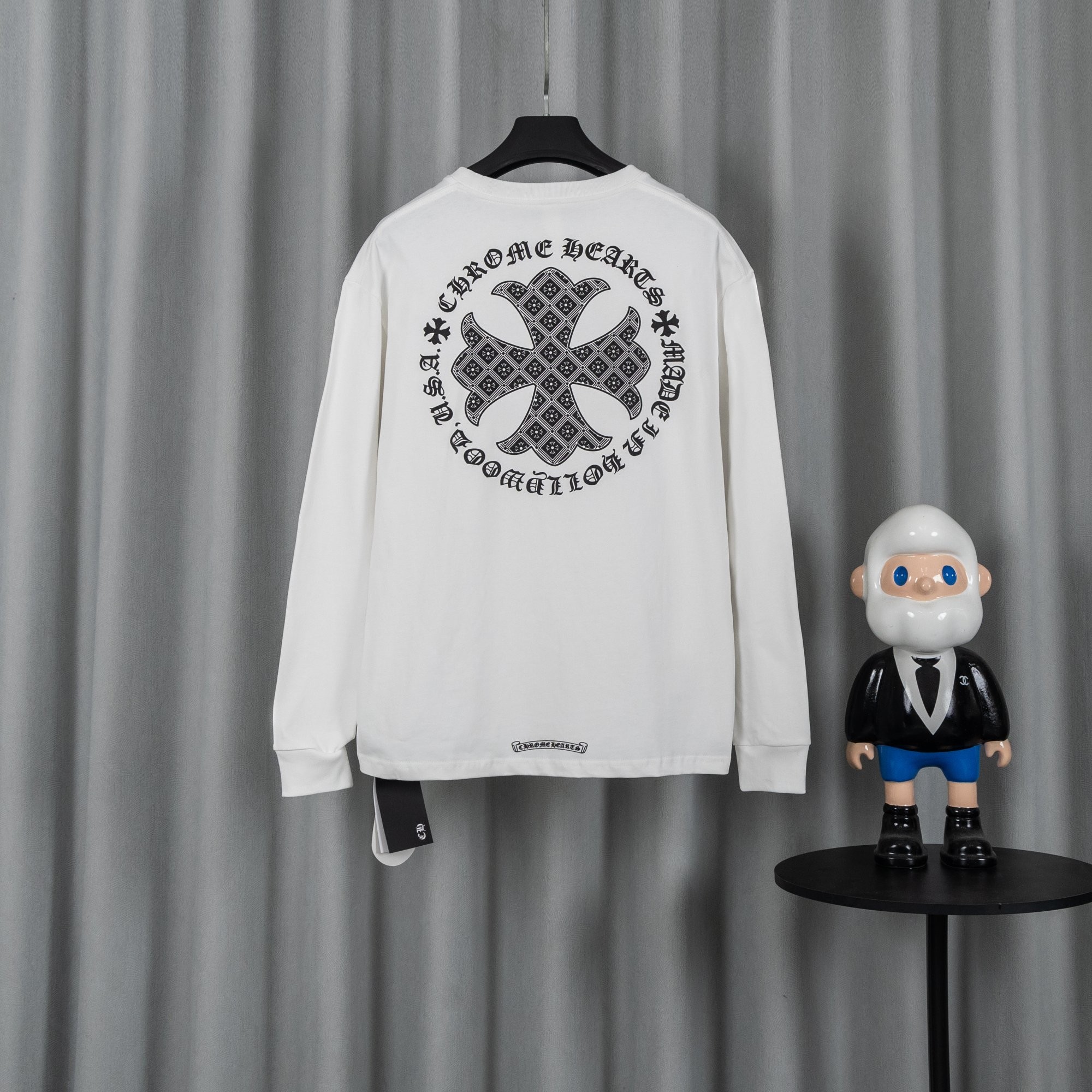 Chrome Hearts クロムハーツ 26SS 春夏新作 ユニセックス ゆったりフィット 320g ダブルレイヤー 長袖Tシャツ ホワイト/ブラック