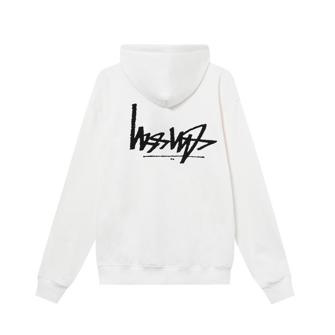 STUSSY スタッシー リバースレタープリント 男女共用 ズップアップフーディ HN303 ブラック/ホワイト/グレー/ネイビー
