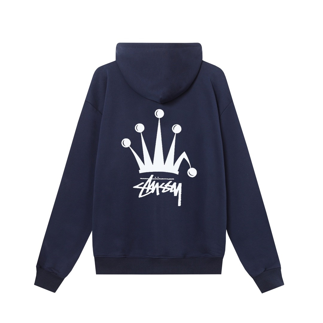 STUSSY スタシー クラウンパターンロゴプリント 男女兼用 ジップアップフーデッドジャケット HN310