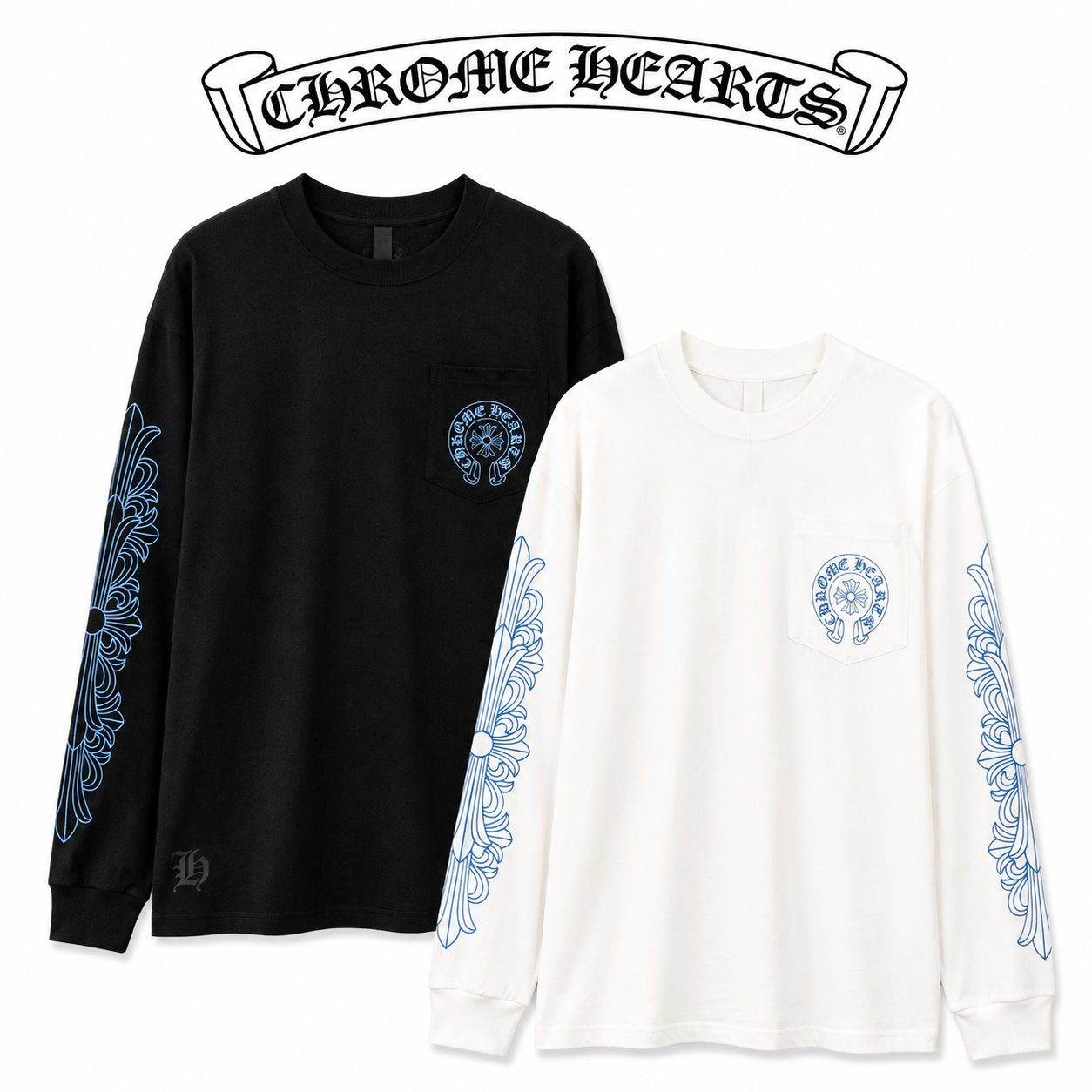Chrome Hearts クロムハーツ こだわりのウォッシュ加工 立体プリント 長袖Tシャツ