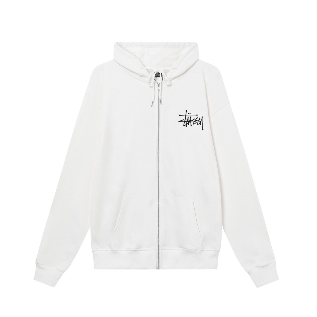 STUSSY スタシー 【HN305】 サイコロ&アルファベットプリント ズッパーフーディージャケット 男女兼用