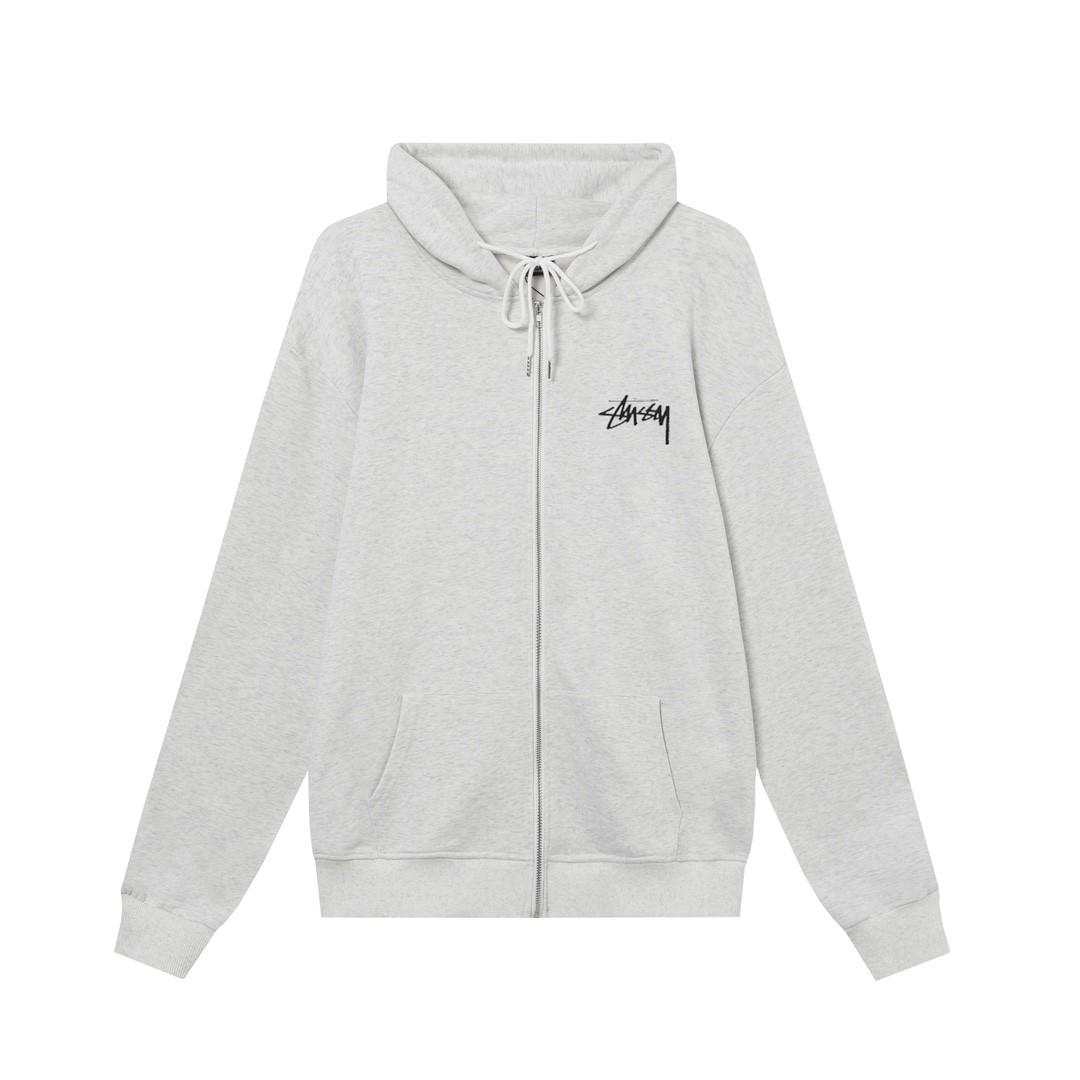STUSSY ステューシー ユニセックス 黒8暈影プリント フーディージャケット HN313