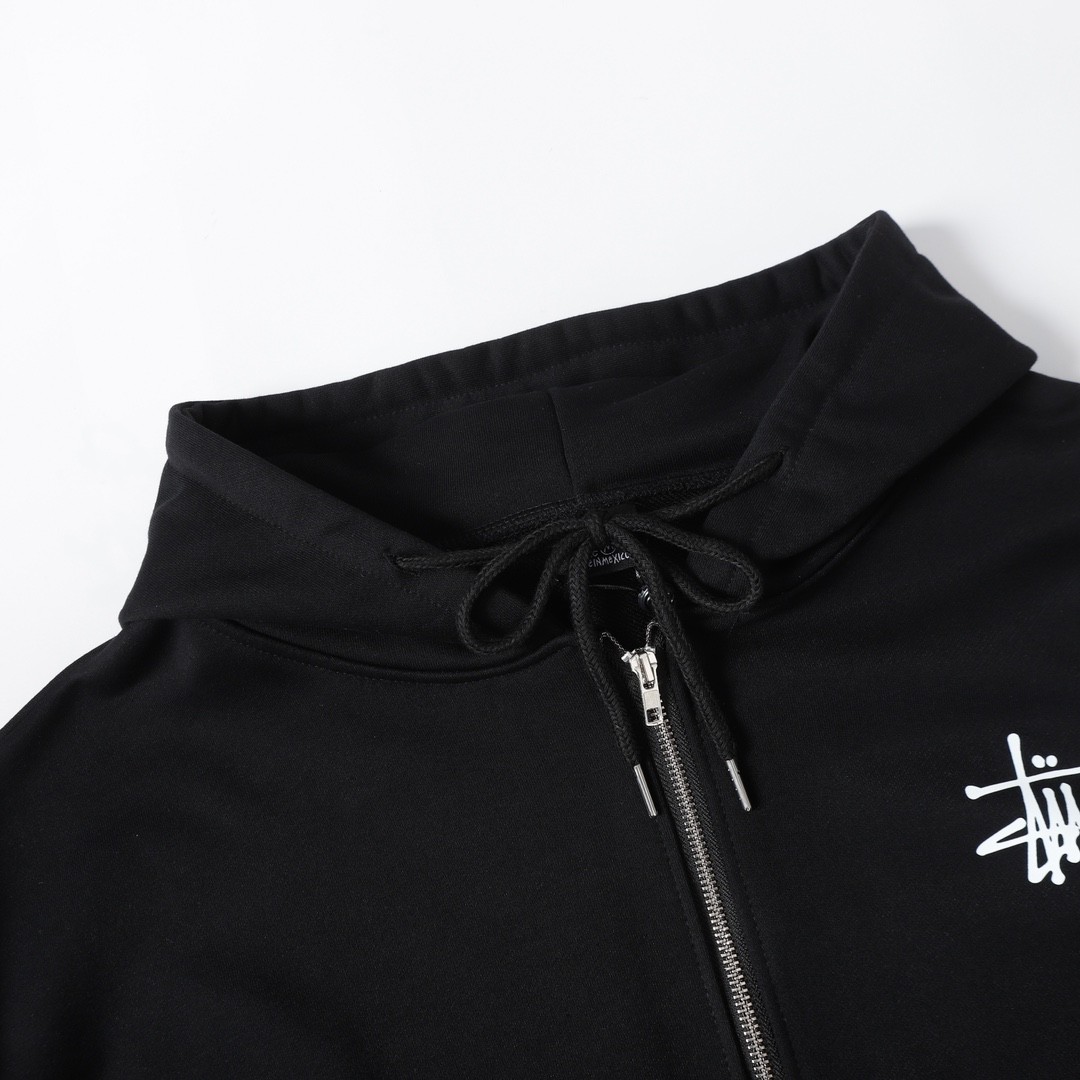 STUSSY ステューシー HN317 スコーピオン バックプリント ジップアップ パーカー フーディー ブラック/ホワイト 男女兼用