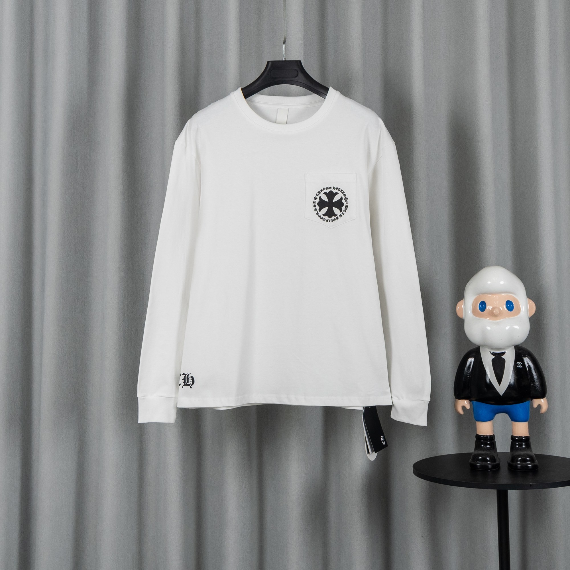 Chrome Hearts クロムハーツ 26SS 春夏新作 ユニセックス ゆったりフィット 320g ダブルレイヤー 長袖Tシャツ ホワイト/ブラック