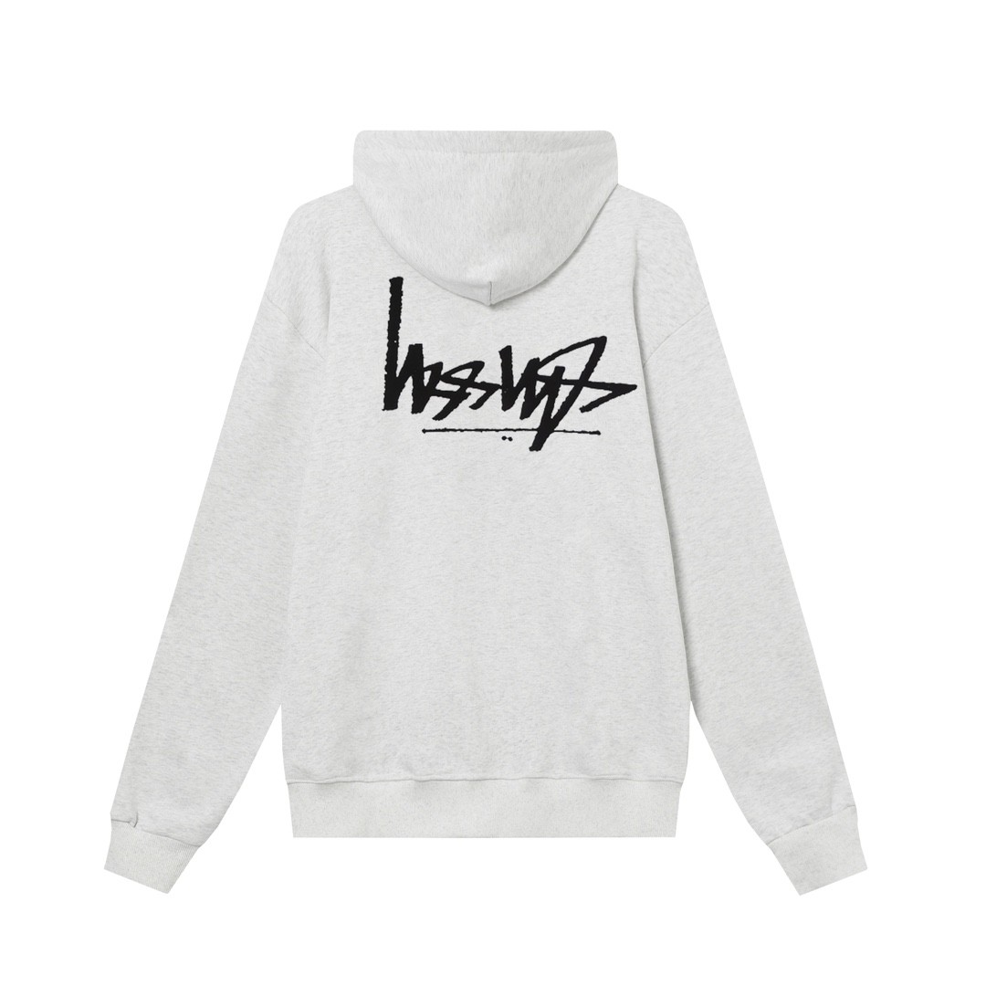 STUSSY スタッシー リバースレタープリント 男女兼用 フード付きフルジップウェア HN303 灰