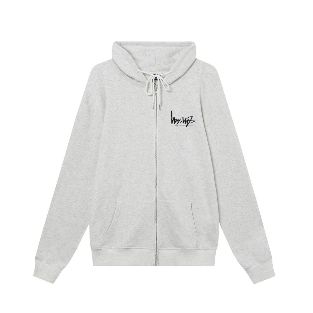 STUSSY スタッシー リバースレタープリント 男女兼用 フード付きフルジップウェア HN303 灰