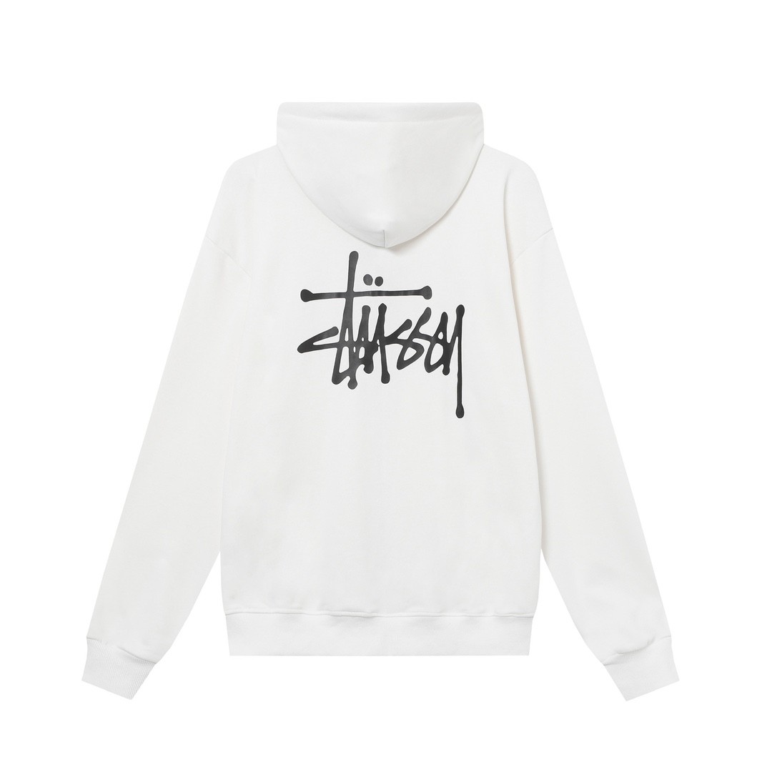 STUSSY スタッシー クラシックプリント 男女兼用 フード付きジッパージャケット HN316 ブラック/ホワイト/ネイビー/グレー