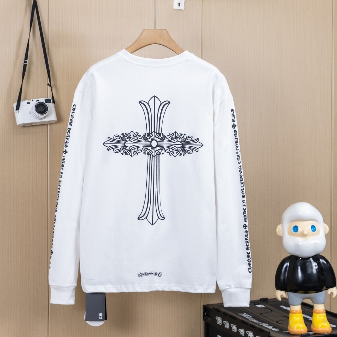 Chrome Hearts クロムハーツ CH ウォッシュ加工 立体プリント 長袖Tシャツ