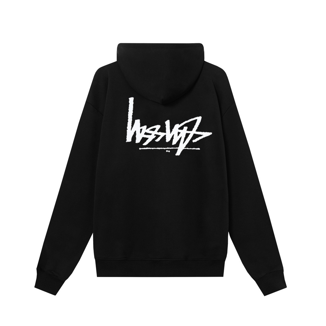 STUSSY スタシー リバースレタープリント 男女兼用 フーデッドジップアップパーカー HN303 ブラック/ホワイト/グレー/ネイビー