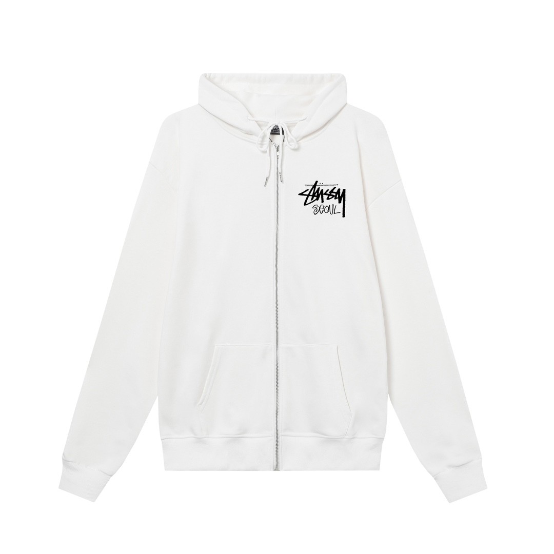 STUSSY スタシー ソウルシティ限定 プリント 男女兼用 フード付きフルジップ スウェット HN330 カラー