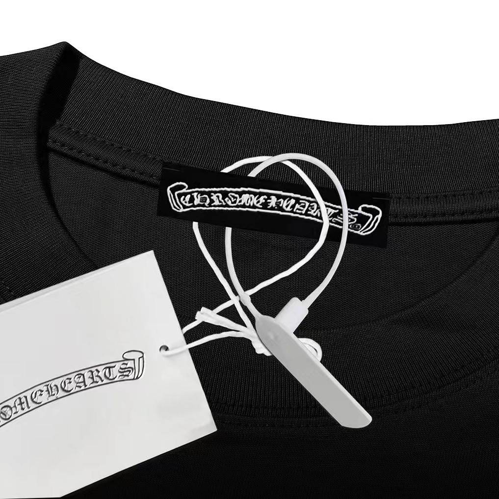 Chrome Hearts クロムハーツ ブラッククロス/ホースシュー 長袖Tシャツ ブラック/ホワイト