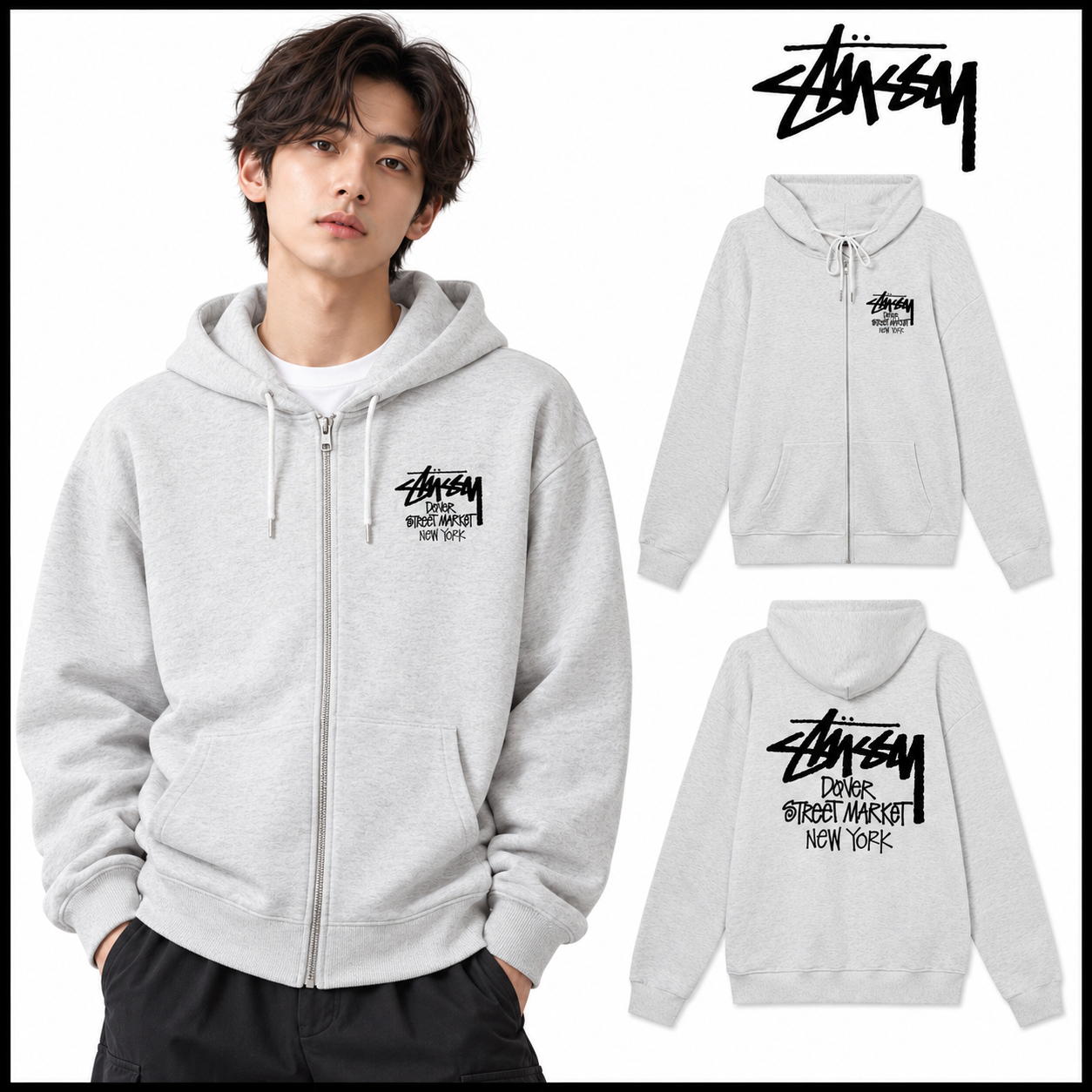 STUSSY スタシー DSM城市限定系列 NEW YORK 纽约印花拉链连帽外套 HN322