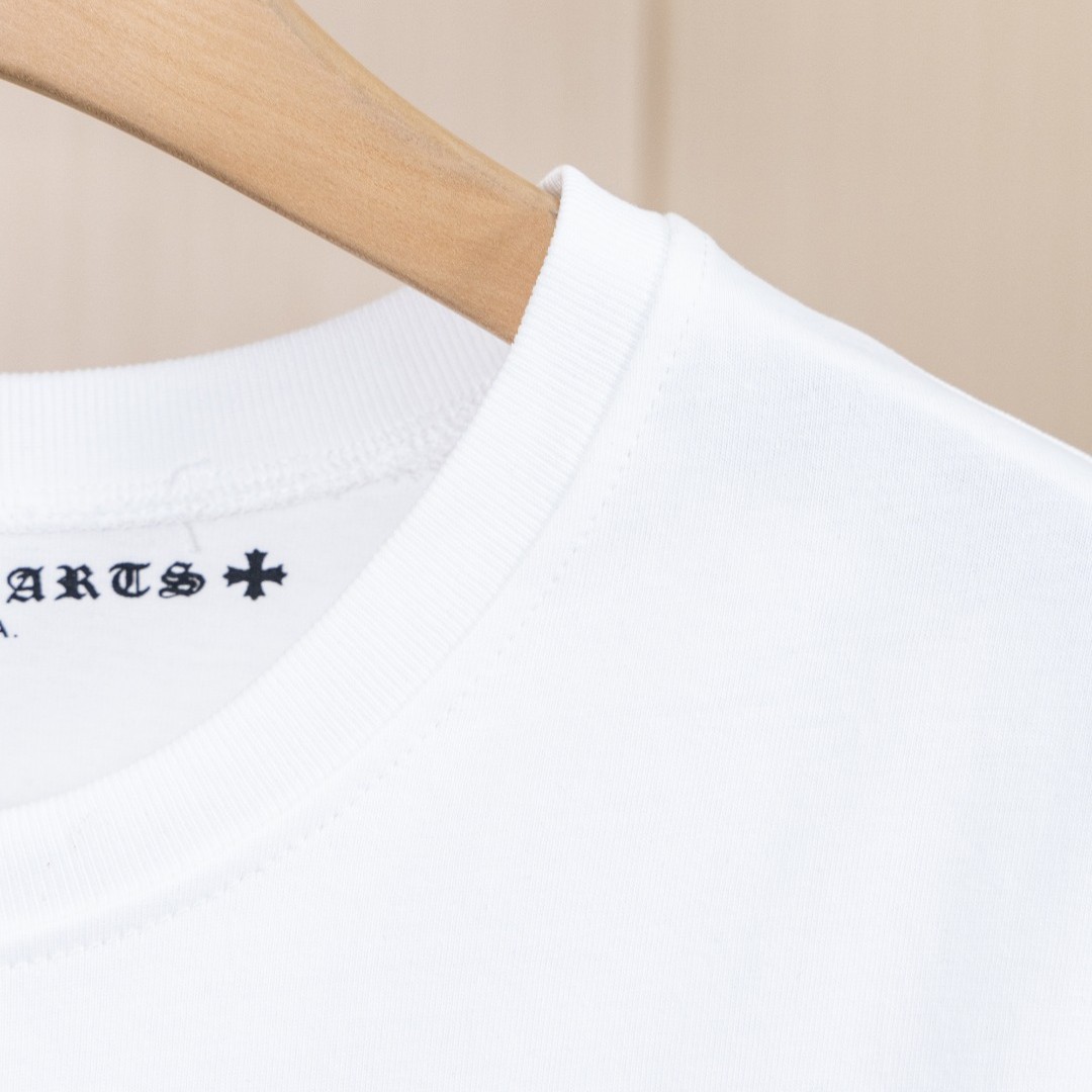 CHROME HEARTS クロムハーツ CH ウォッシュ加工 立体プリント 長袖Tシャツ ホワイト
