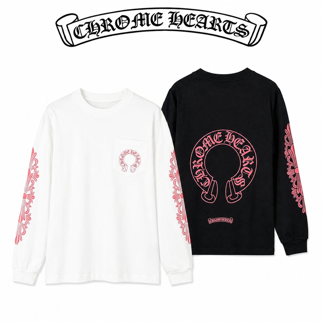 Chrome Hearts クロムハーツ 26SS春夏新作 ユニセックス ルーズフィット 320g双糸 コットン100% 長袖Tシャツ ホワイト