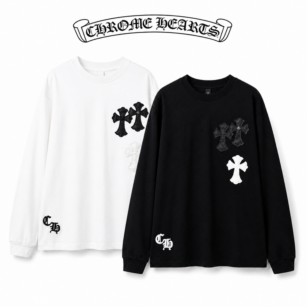 Chrome Hearts クロムハーツ ウォッシュ加工 立体デザイン ロングスリーブTシャツ