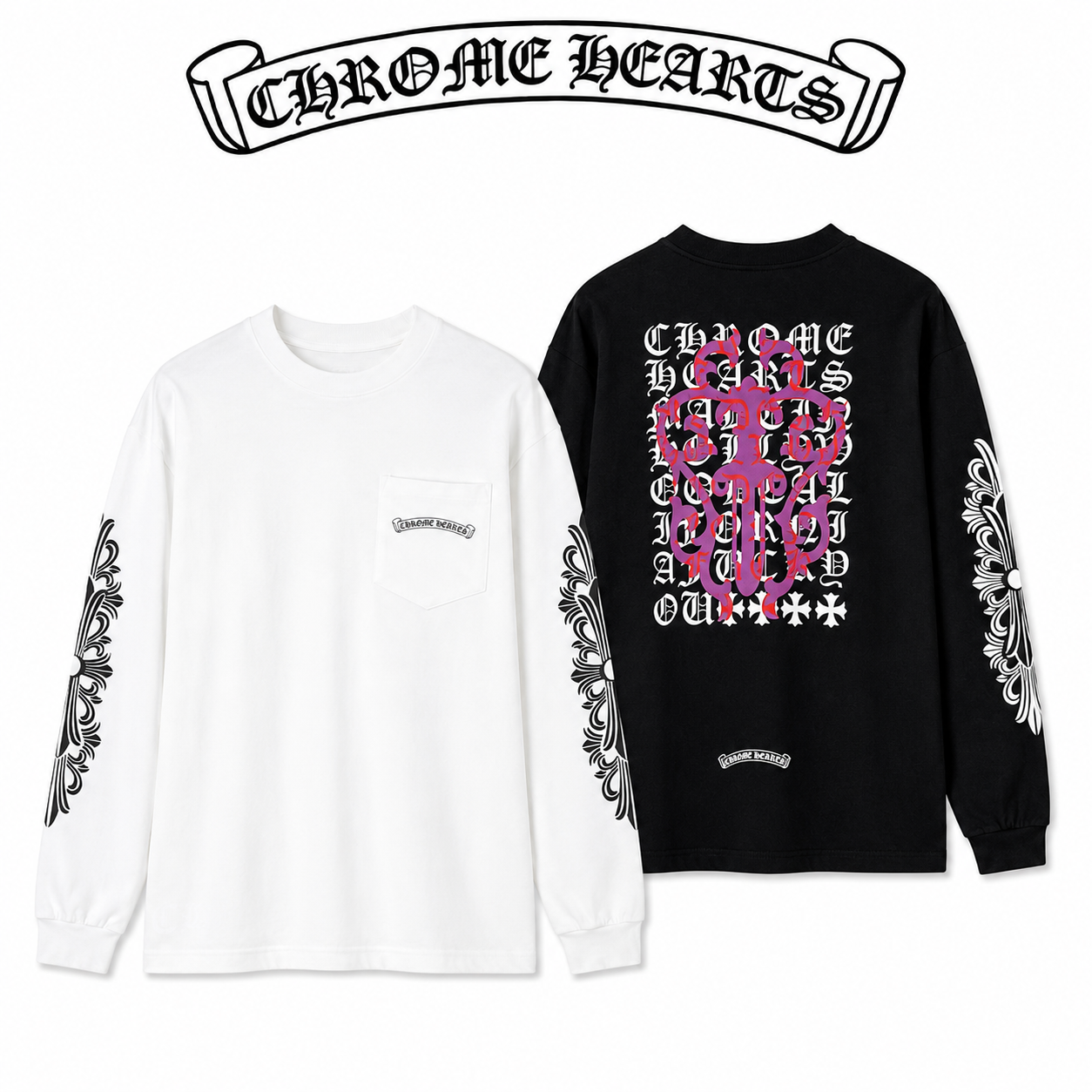 Chrome Hearts クロムハーツ 26SS 春夏新作 ユニセックス ルーズフィット 320g 双糸コットン ロングスリーブカットソー
